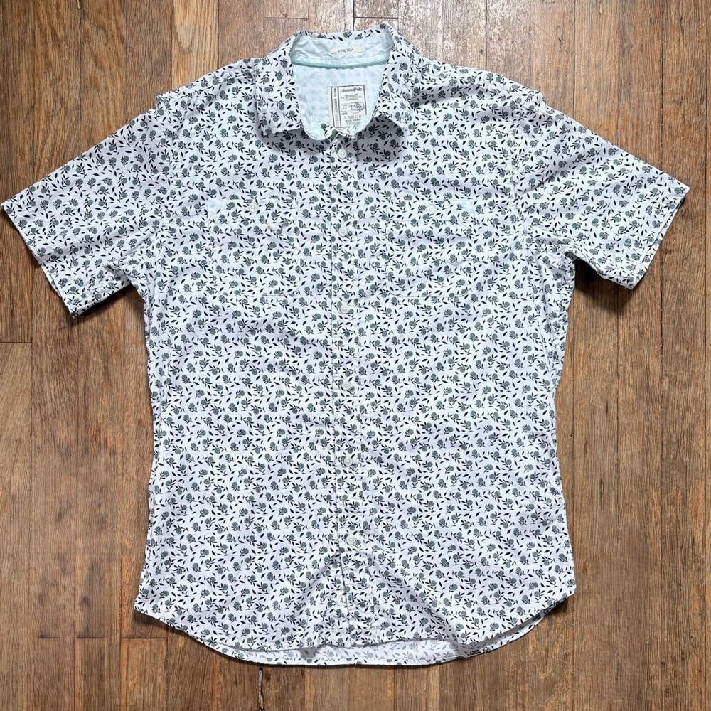 Alexander Julian Men's Floral Button Up Short Sleeve Shirt ~ sz Large